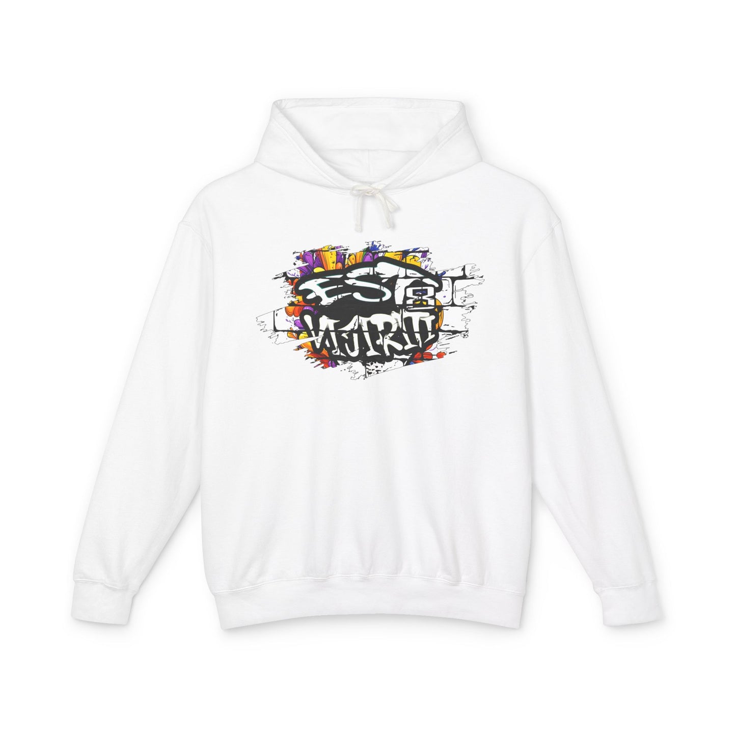 "Vijiriti 8 EST Graffiti-Inspired Unisex Hoodie, Colorful Streetwear Sweatshirt, Urban Fashion, Casual Wear, Gifts for Art Lovers, Festival Attire