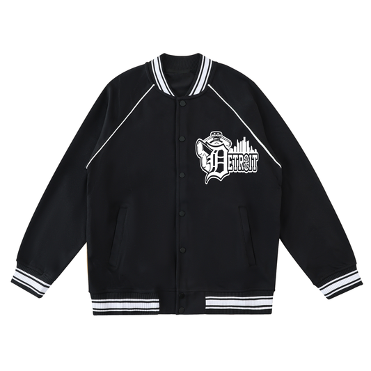 Big Pipes Detroit Contrast Trim Raglan Varsity Jacket