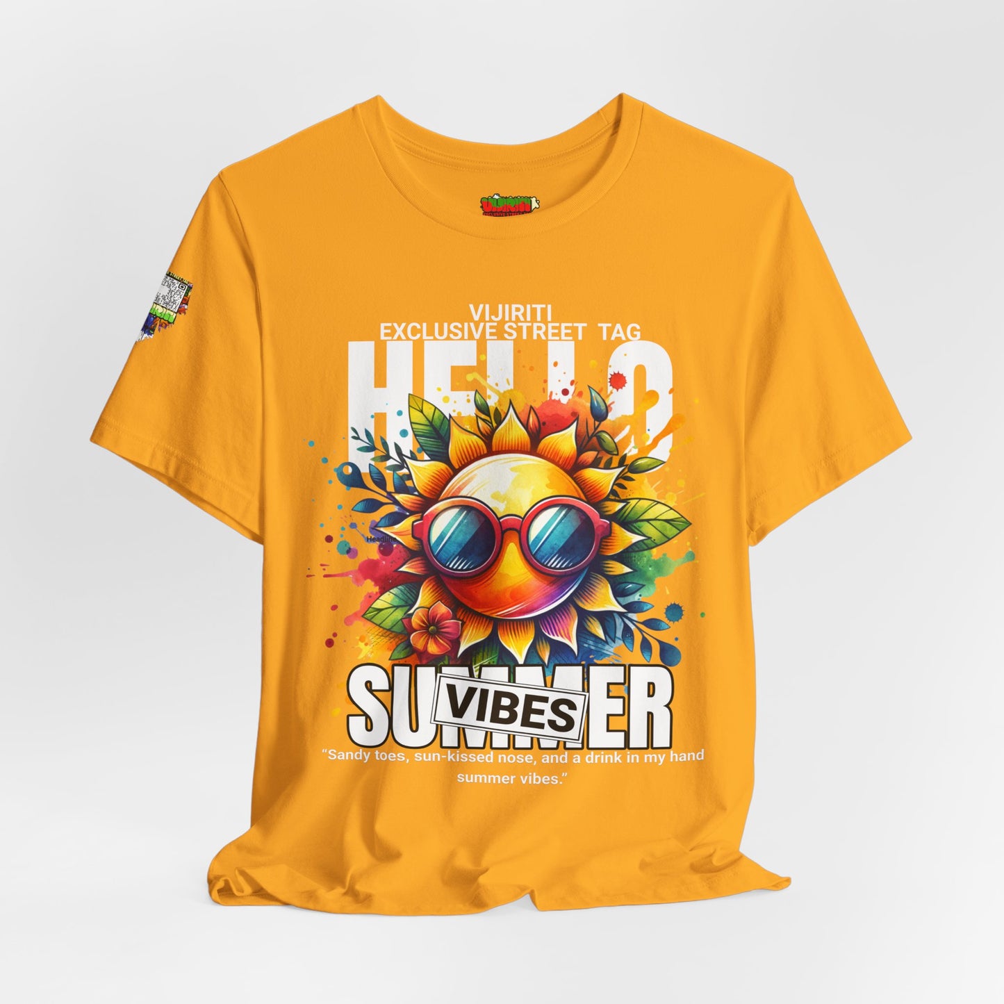 Vibrant Hello Summer Vibes Tee, Colorful Graphic Shirt, Unisex Summer Top, Beachwear, Festival Apparel, Gift for Sun Lovers