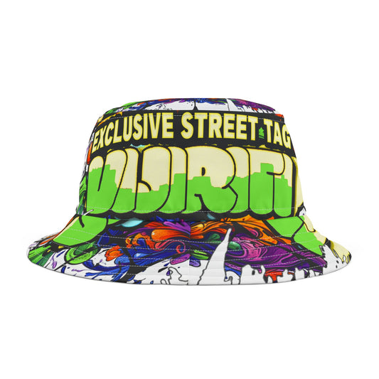 Vijiriti  White Vibrant Graffiti Bucket Hat, Streetwear Hat, Cool Accessories, Festival Gear, Summer Fashion, Unique Graphic Hat