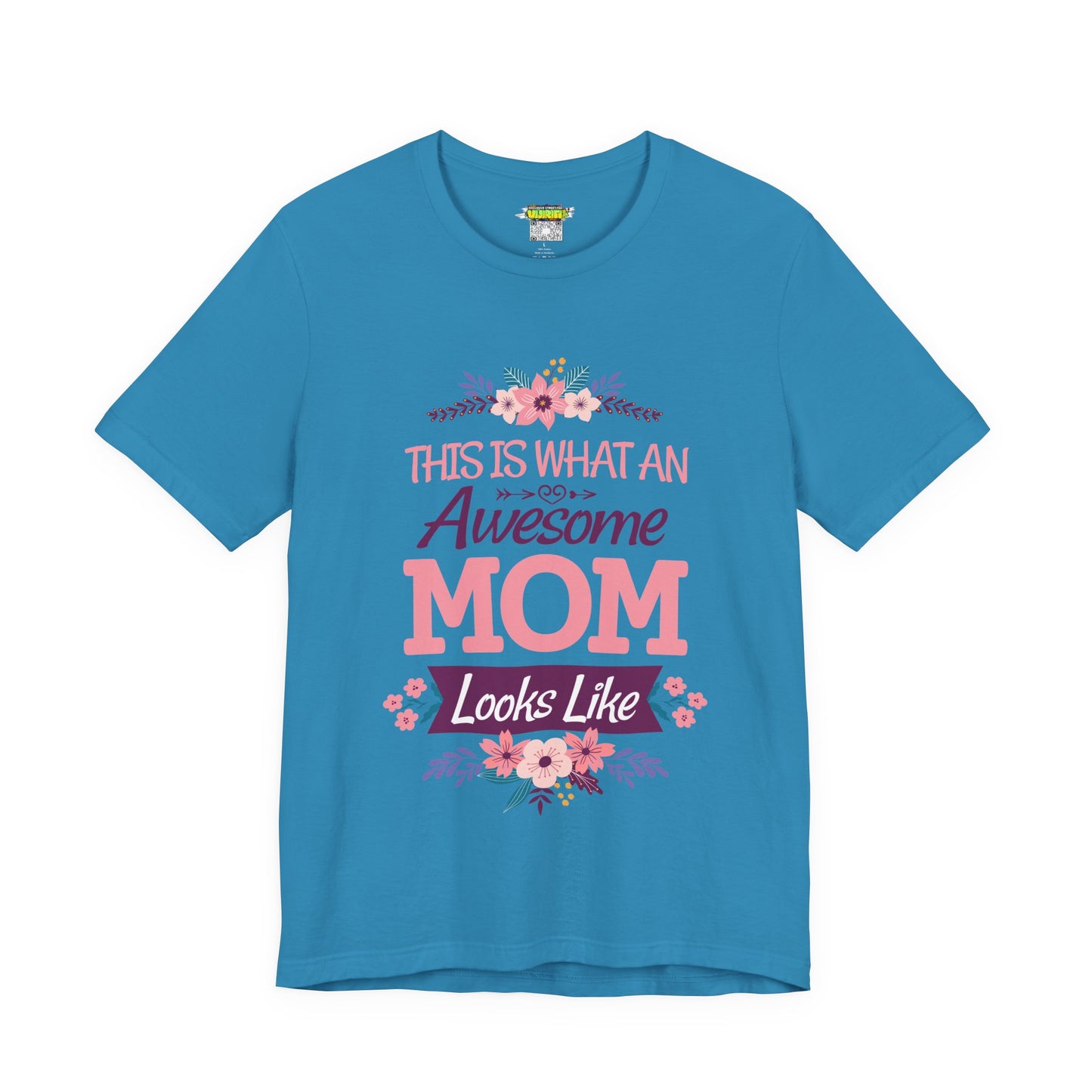 Awesome Mom  Short Sleeve Tee, Gift for Moms, Mother's Day Shirt, Family Theme Tee, Floral Design Top, Casual Style Tee