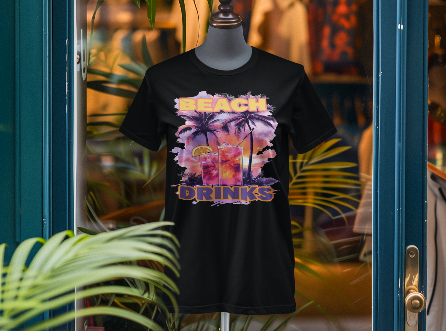 Beach Drinks Unisex Jersey Tee, Summer Shirt, Vacation T-Shirt, Tropical Paradise Top, Casual Beachwear