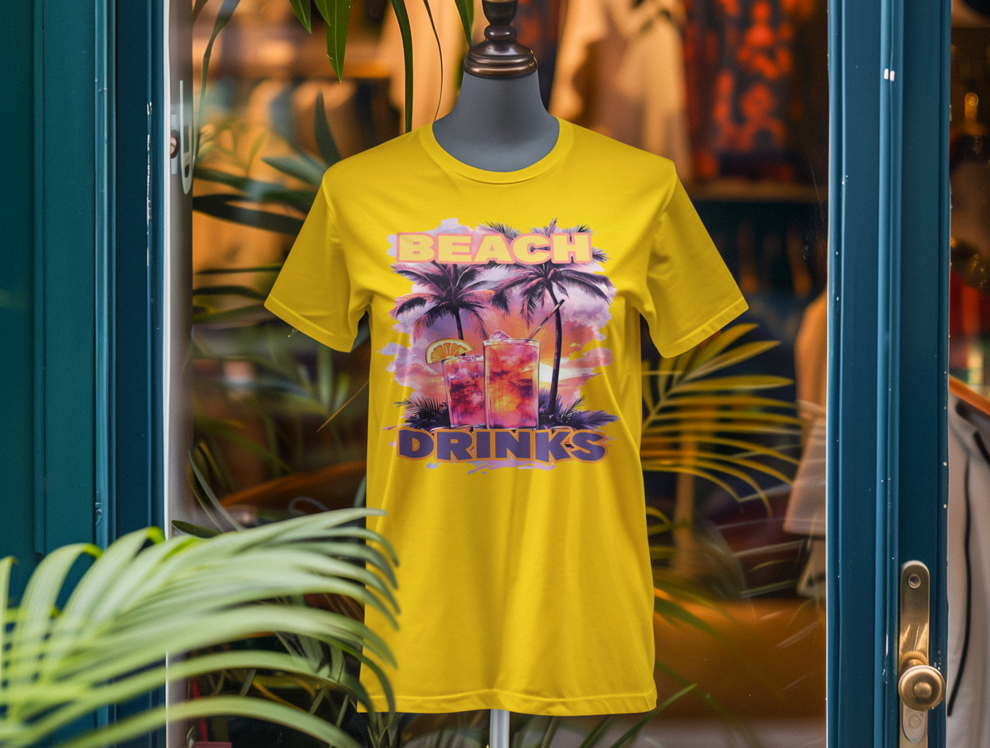 Beach Drinks Unisex Jersey Tee, Summer Shirt, Vacation T-Shirt, Tropical Paradise Top, Casual Beachwear