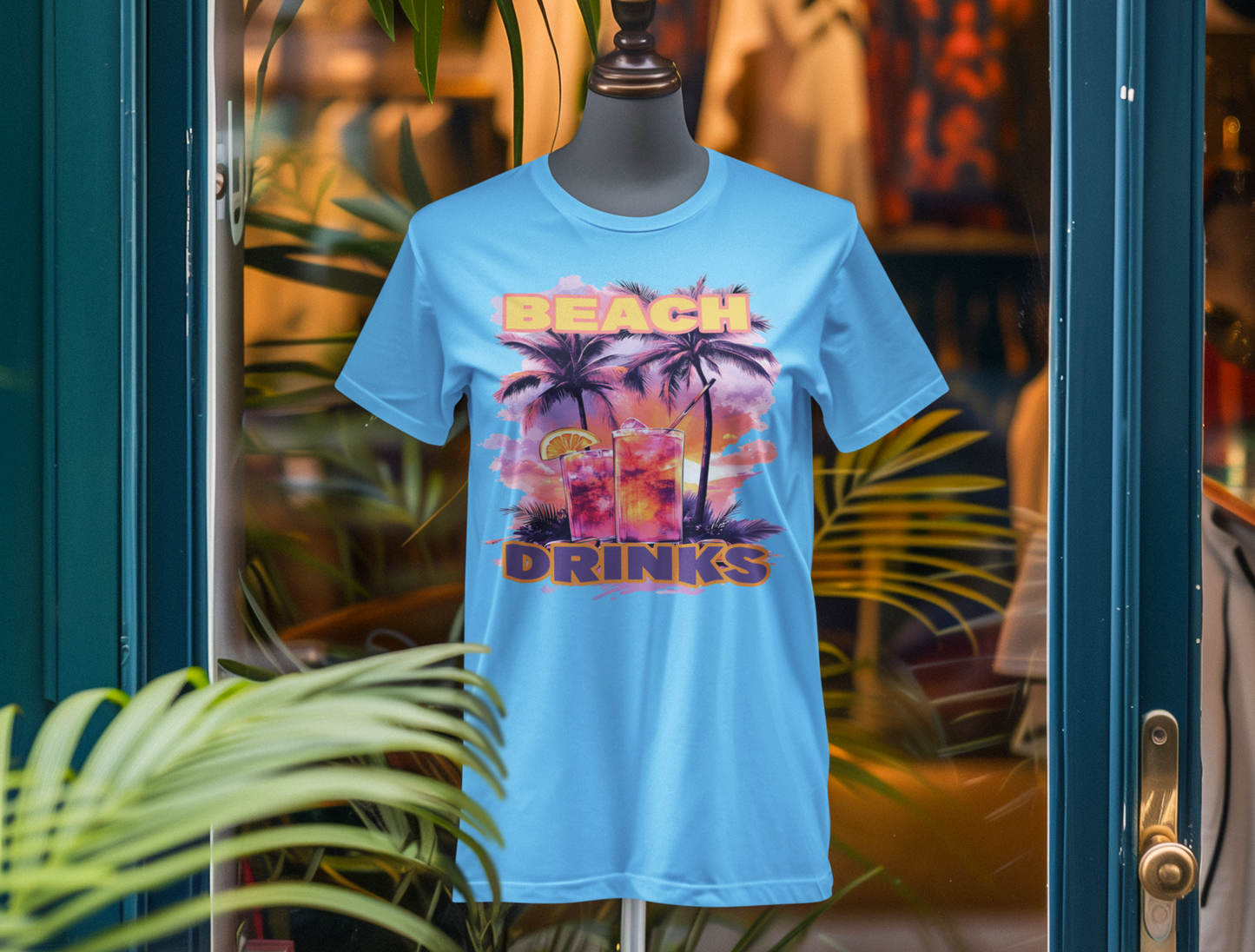 Beach Drinks Unisex Jersey Tee, Summer Shirt, Vacation T-Shirt, Tropical Paradise Top, Casual Beachwear