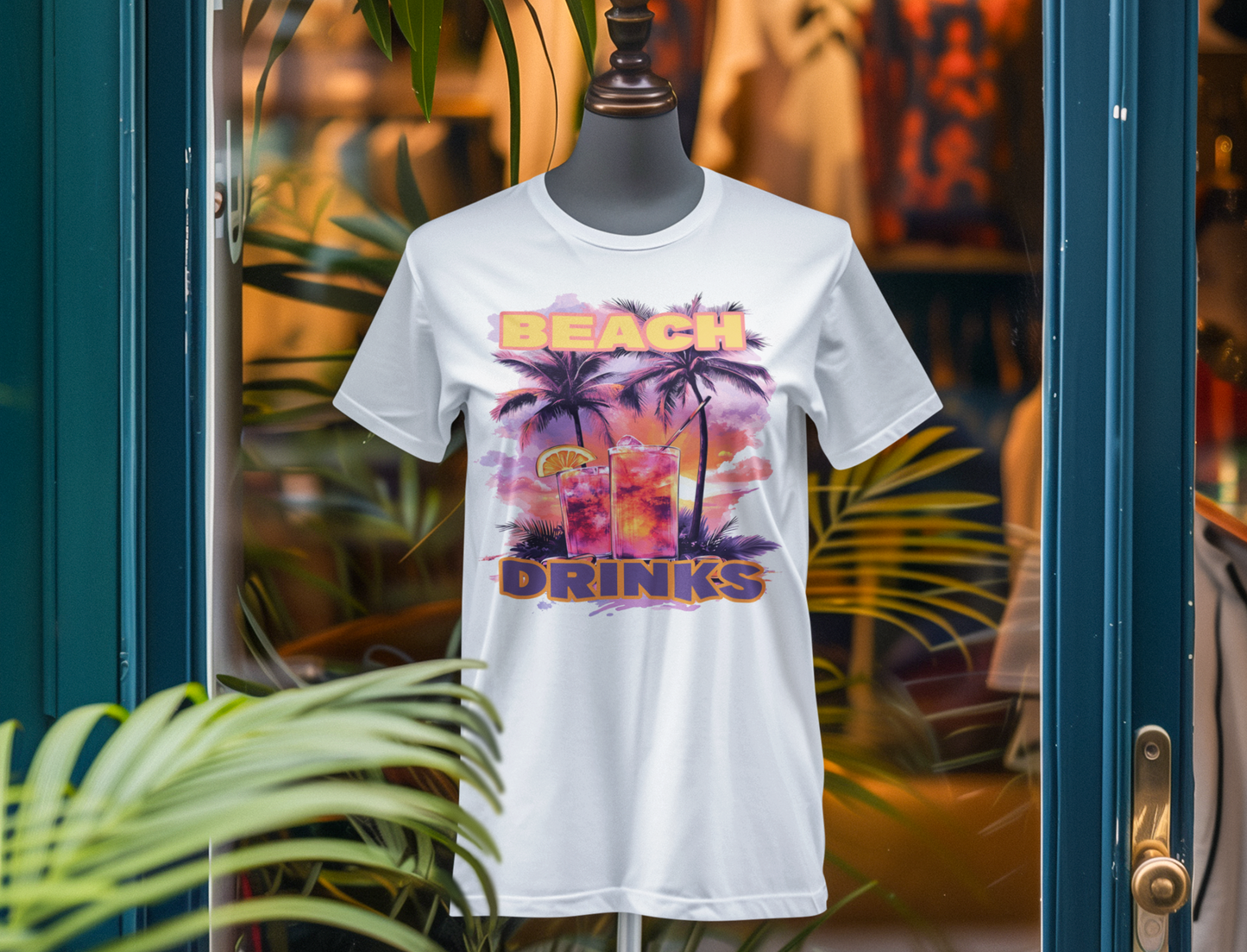 Beach Drinks Unisex Jersey Tee, Summer Shirt, Vacation T-Shirt, Tropical Paradise Top, Casual Beachwear