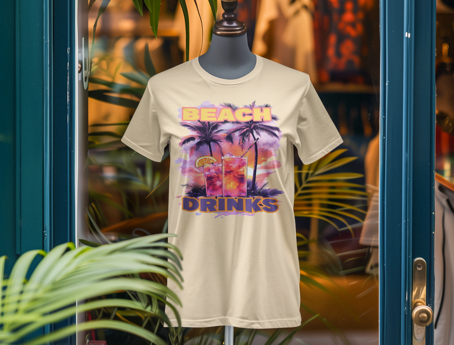 Beach Drinks Unisex Jersey Tee, Summer Shirt, Vacation T-Shirt, Tropical Paradise Top, Casual Beachwear