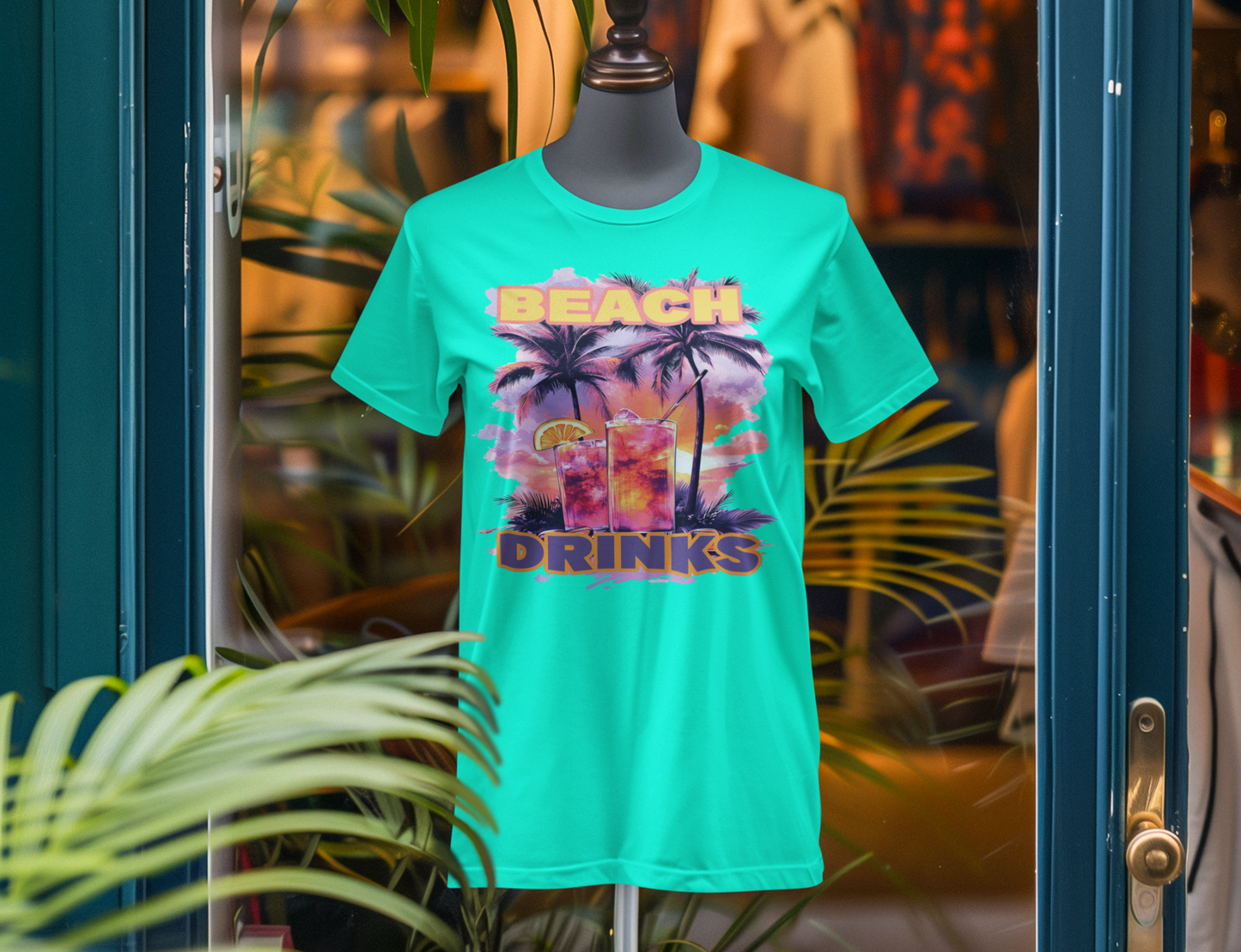 Beach Drinks Unisex Jersey Tee, Summer Shirt, Vacation T-Shirt, Tropical Paradise Top, Casual Beachwear