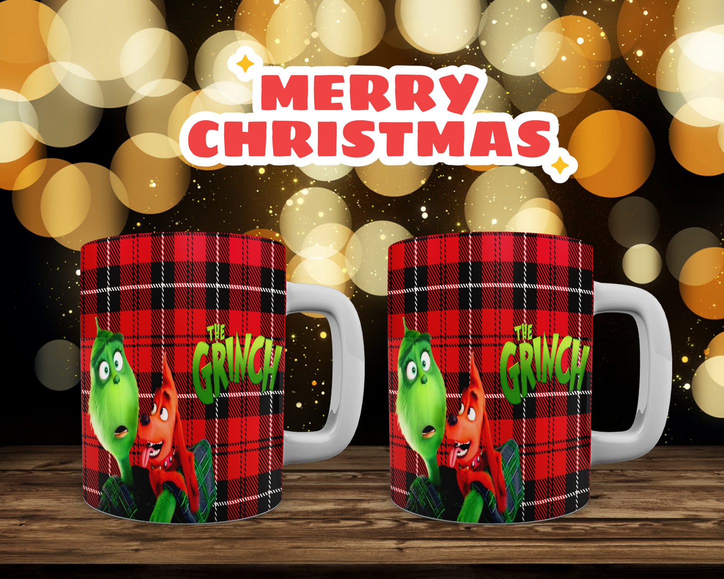 The Grinch Accent Coffee Mug - Festive Plaid Mug for Holiday Cheer, Christmas Gift, Hot Cocoa Cup, Grinch Lovers, Cozy Home Decor