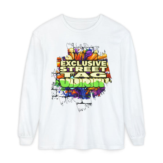 Exclusive Street Tag Long Sleeve Tee, Unisex Graphic Tee, Streetwear T-Shirt, Casual Wear, Trendy Gift, Urban Fashion