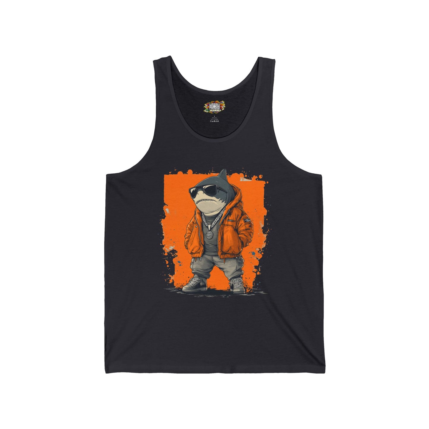 Cool Street Shark  Unisex Jersey Tank, Trendy Summer Shirt, Graphic Tee, Casual Wear, Streetwear, Music Festival Outfit
