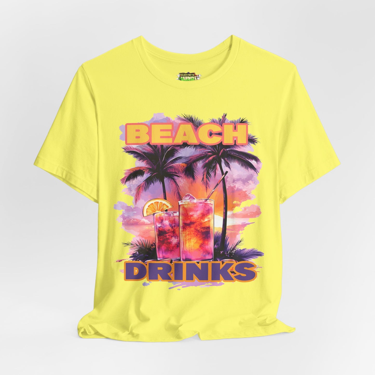 Beach Drinks Unisex Jersey Tee, Summer Shirt, Vacation T-Shirt, Tropical Paradise Top, Casual Beachwear