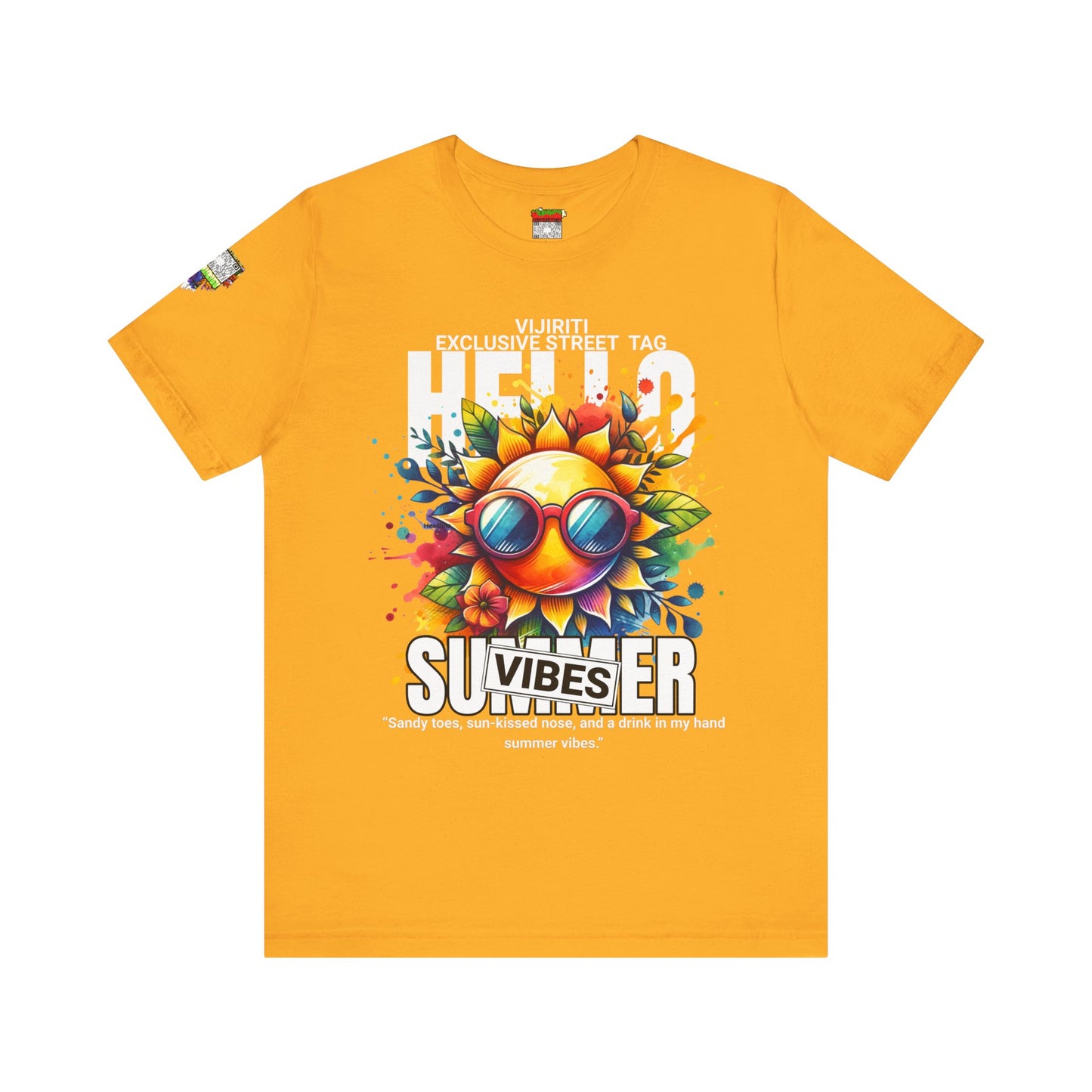 Vibrant Hello Summer Vibes Tee, Colorful Graphic Shirt, Unisex Summer Top, Beachwear, Festival Apparel, Gift for Sun Lovers