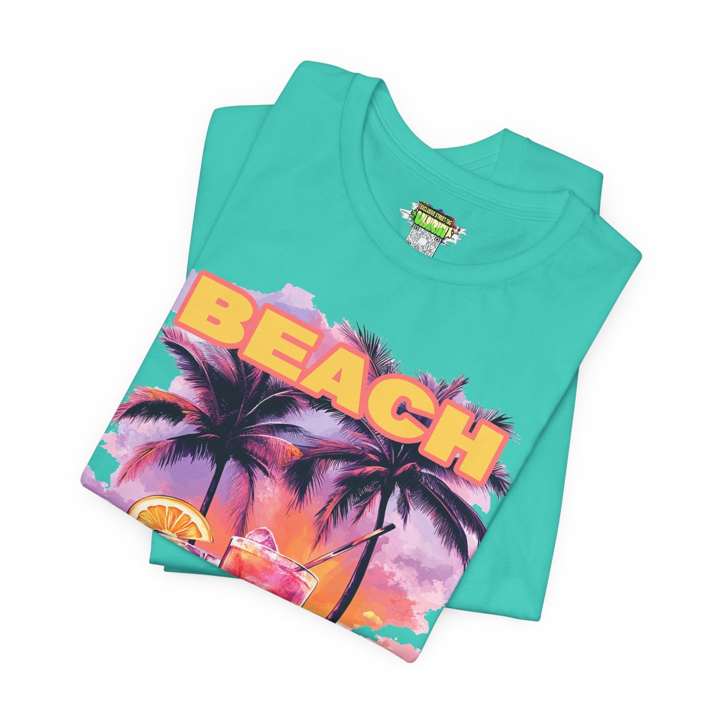 Beach Drinks Unisex Jersey Tee, Summer Shirt, Vacation T-Shirt, Tropical Paradise Top, Casual Beachwear
