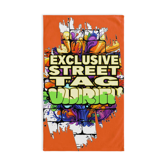 Exclusive Street Tag Vijiriti Hand Towel, Urban Decor, Gift for Artists, Vibrant Bathroom Towel, Unique Home Accessory