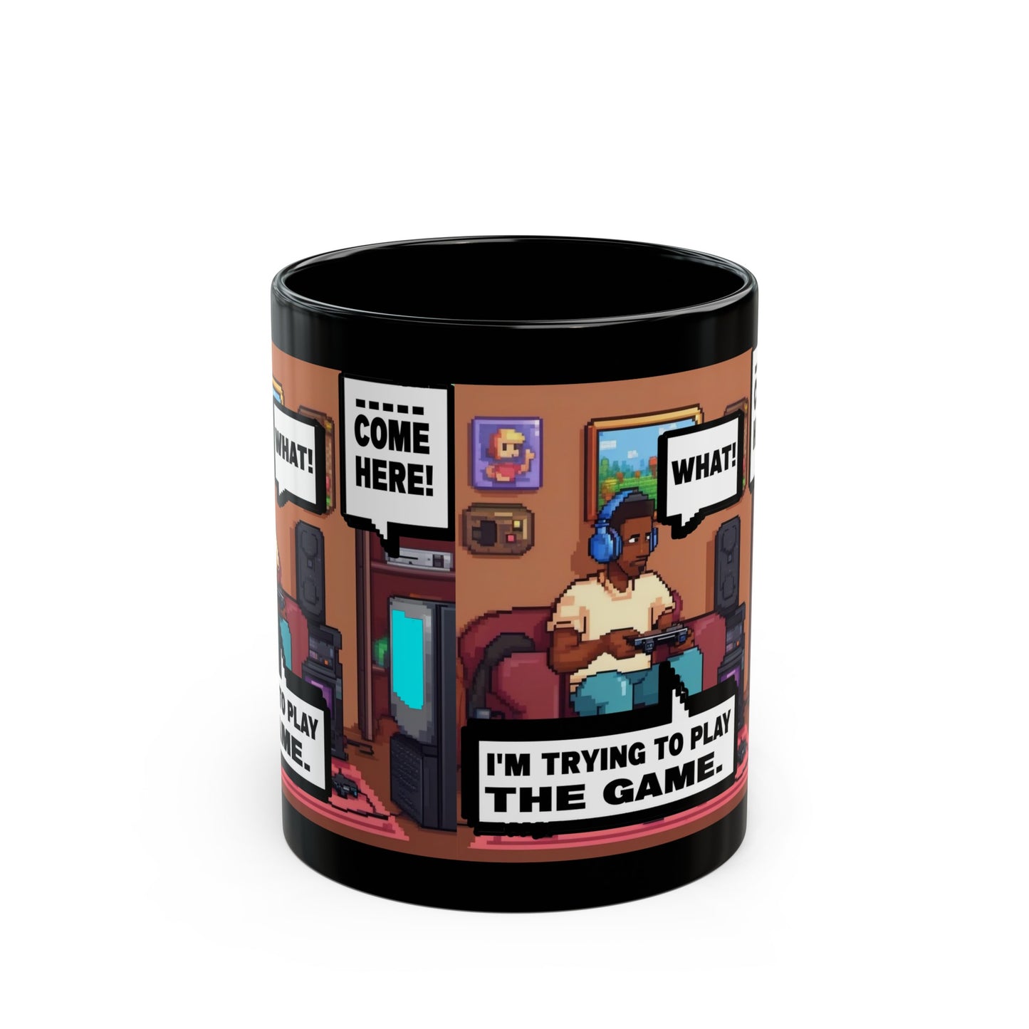 I'M TRYING TO PLAY THE GAME! V1 Black Mug (11oz, 15oz)