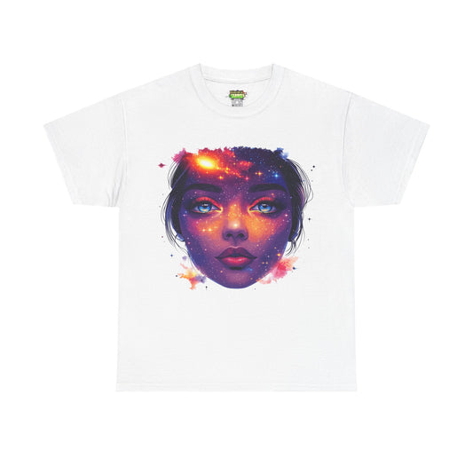 Cosmic Baby Girl Adult Heavy Cotton Tee - Artistic Galaxy Face Design, Unique Graphic Tee, Space Lover Gift, Trendy Streetwear, [...]