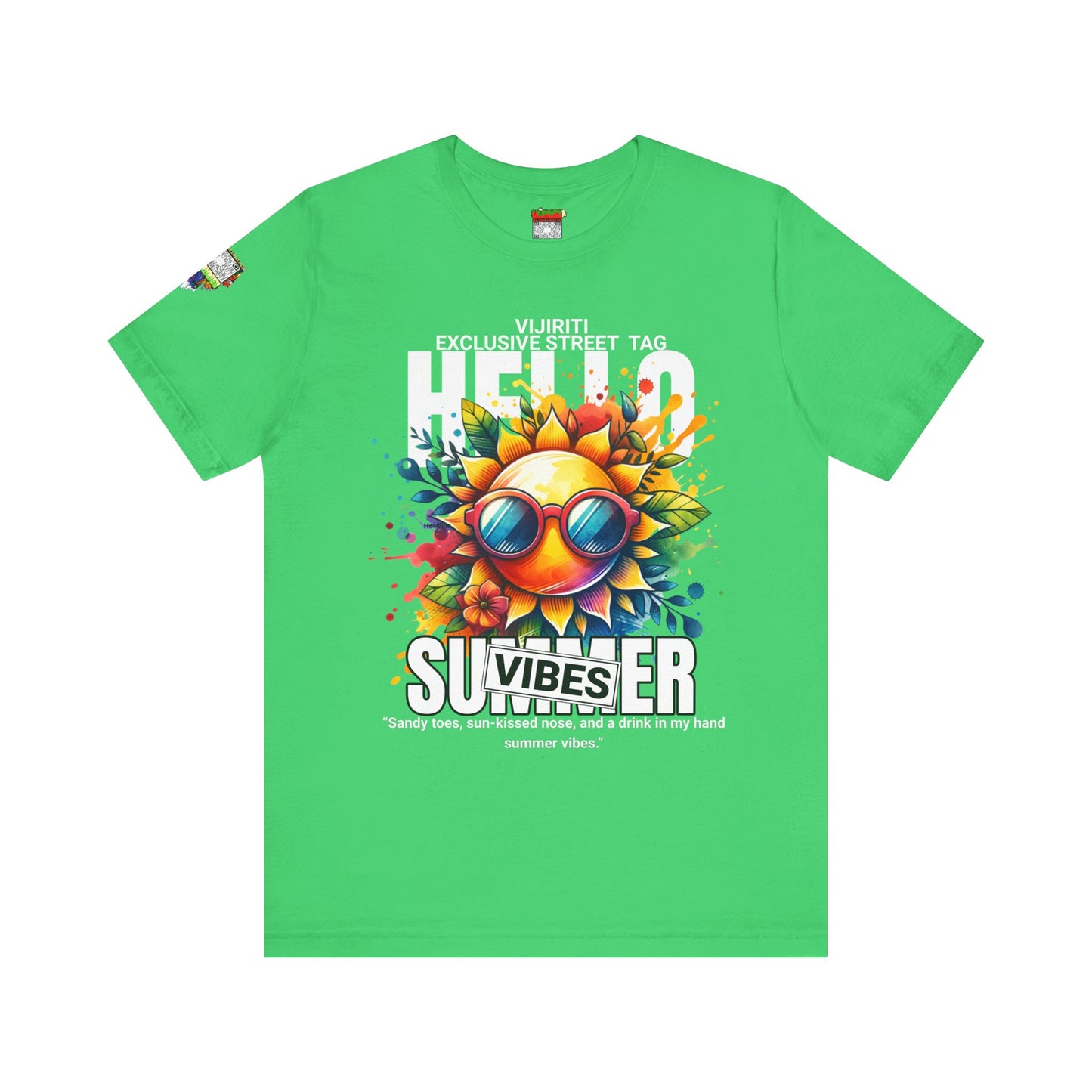 Vibrant Hello Summer Vibes Tee, Colorful Graphic Shirt, Unisex Summer Top, Beachwear, Festival Apparel, Gift for Sun Lovers
