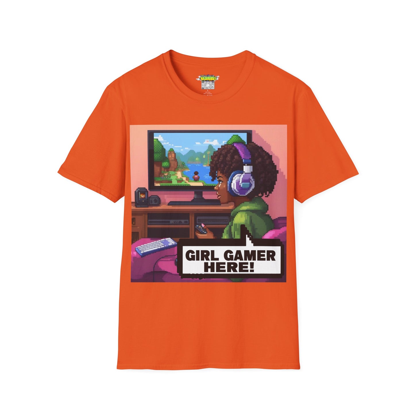 Pixel Art Girl Gamer Here T-Shirt | Vintage Video Game Shirt, Unisex Graphic Tee, Retro Gaming Apparel, Perfect for Gamers & Gift Ideas