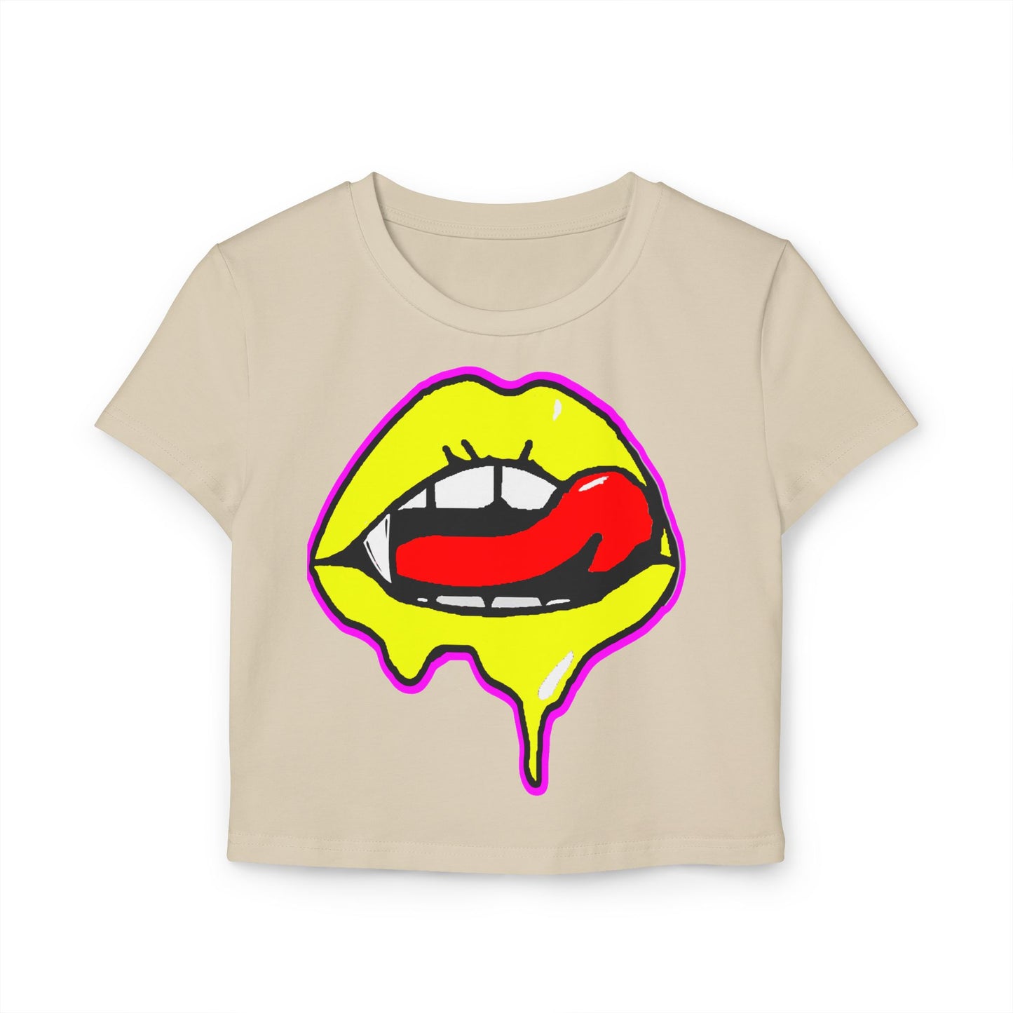 Sexy Bite Vibrant Women's Baby Tee, Funky Crop Top, Retro Statement Shirt, Edgy Graphic Tee, Stylish Summer Apparel
