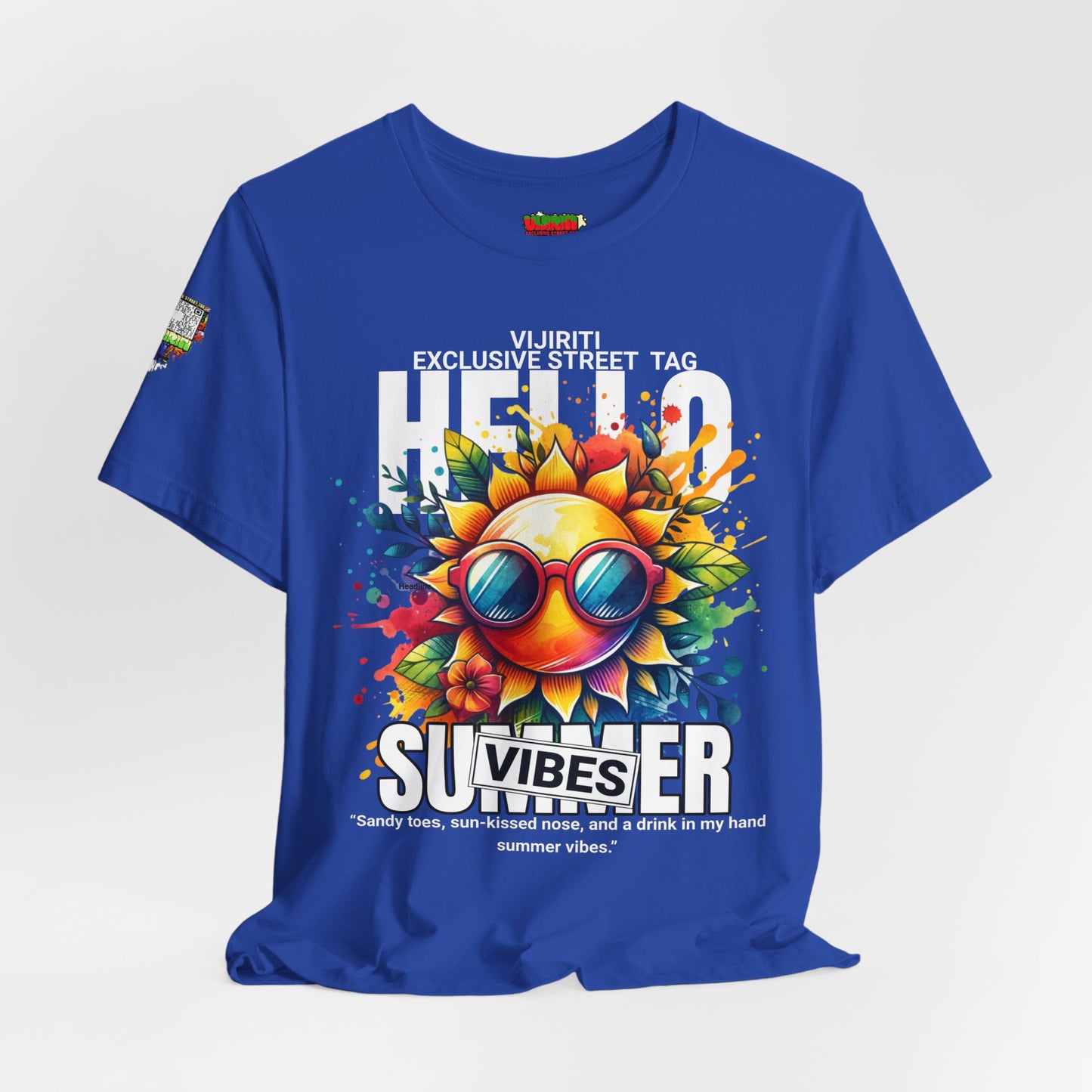 Vibrant Hello Summer Vibes Tee, Colorful Graphic Shirt, Unisex Summer Top, Beachwear, Festival Apparel, Gift for Sun Lovers