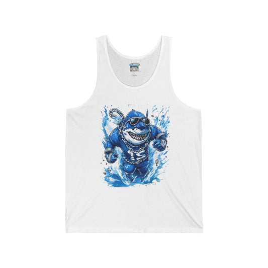 Cool Dripp Shark Graphic Unisex Jersey Tank - Perfect for Beach Days & Summer Fun
