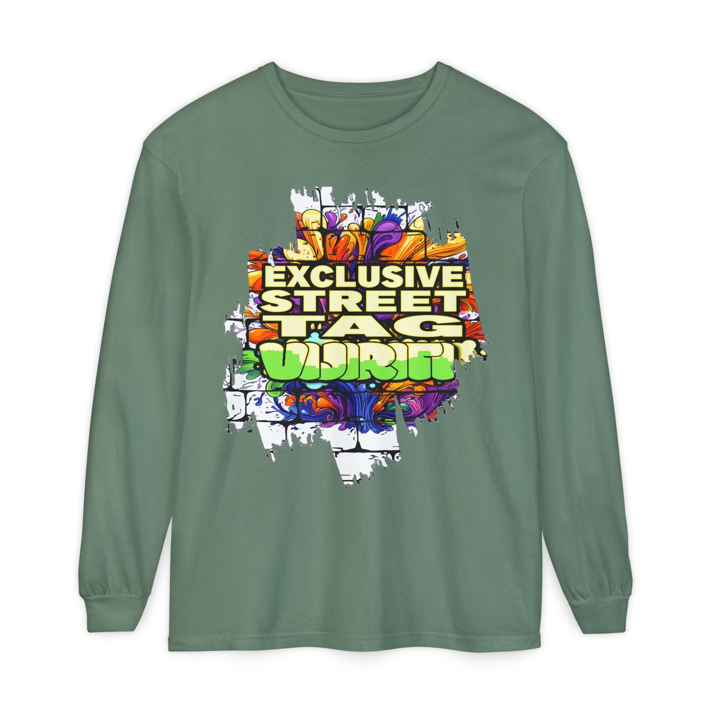 Exclusive Street Tag Long Sleeve Tee, Unisex Graphic Tee, Streetwear T-Shirt, Casual Wear, Trendy Gift, Urban Fashion