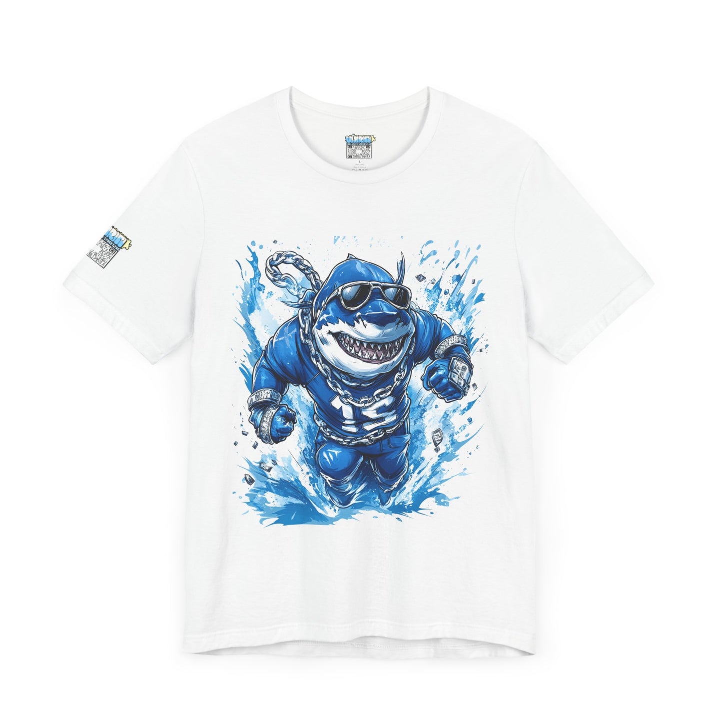 Ocean Dripp Blue Shark Graphic Unisex Tee - Fun Beachwear for Summer Adventures