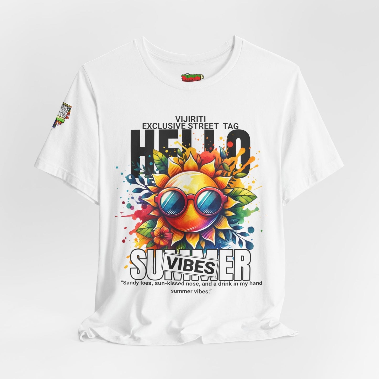 Vibrant Hello Summer Vibes Tee, Colorful Graphic Shirt, Unisex Summer Top, Beachwear, Festival Apparel, Gift for Sun Lovers