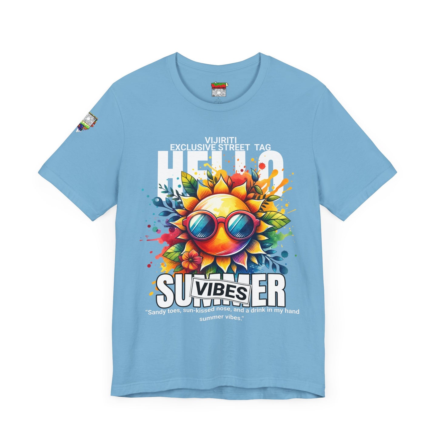 Vibrant Hello Summer Vibes Tee, Colorful Graphic Shirt, Unisex Summer Top, Beachwear, Festival Apparel, Gift for Sun Lovers