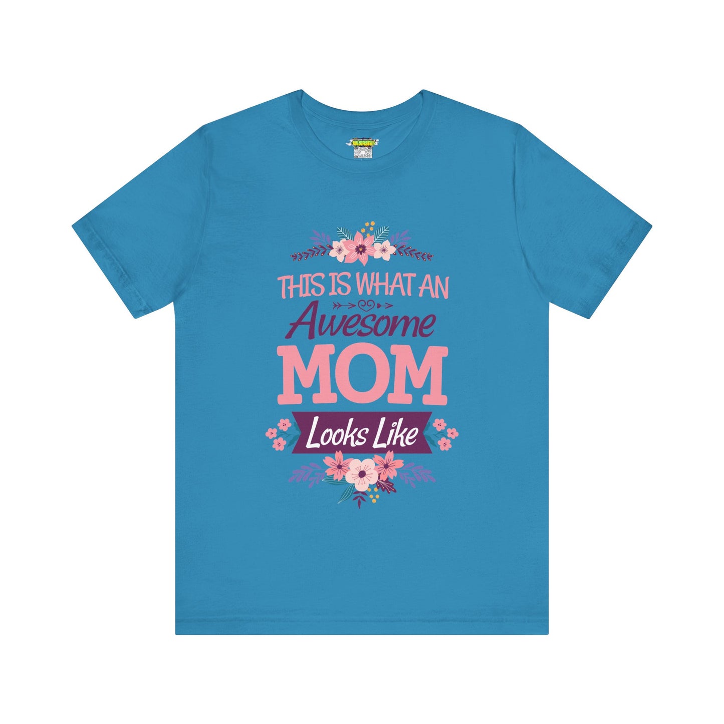Awesome Mom  Short Sleeve Tee, Gift for Moms, Mother's Day Shirt, Family Theme Tee, Floral Design Top, Casual Style Tee