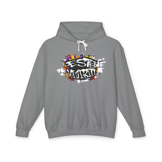 "Vijiriti 8 EST Graffiti-Inspired Unisex Hoodie, Colorful Streetwear Sweatshirt, Urban Fashion, Casual Wear, Gifts for Art Lovers, Festival Attire