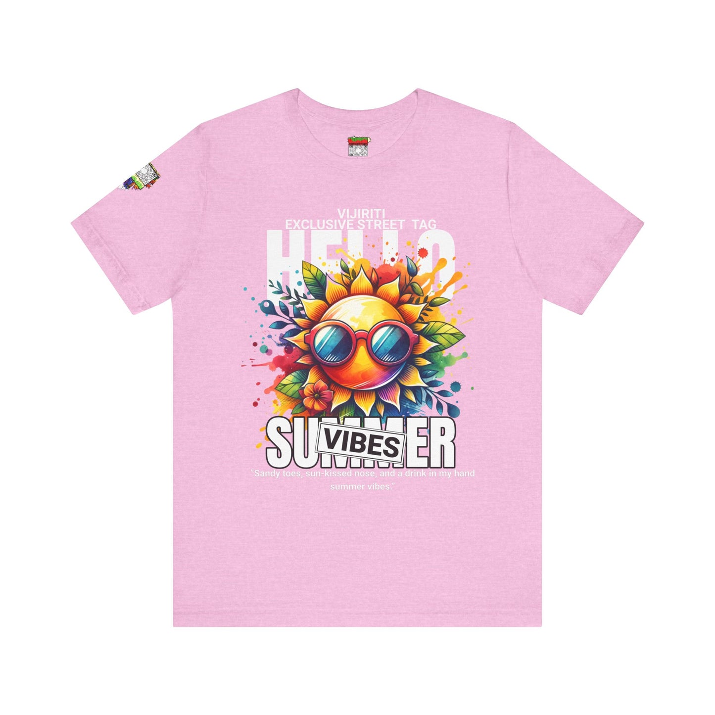 Vibrant Hello Summer Vibes Tee, Colorful Graphic Shirt, Unisex Summer Top, Beachwear, Festival Apparel, Gift for Sun Lovers