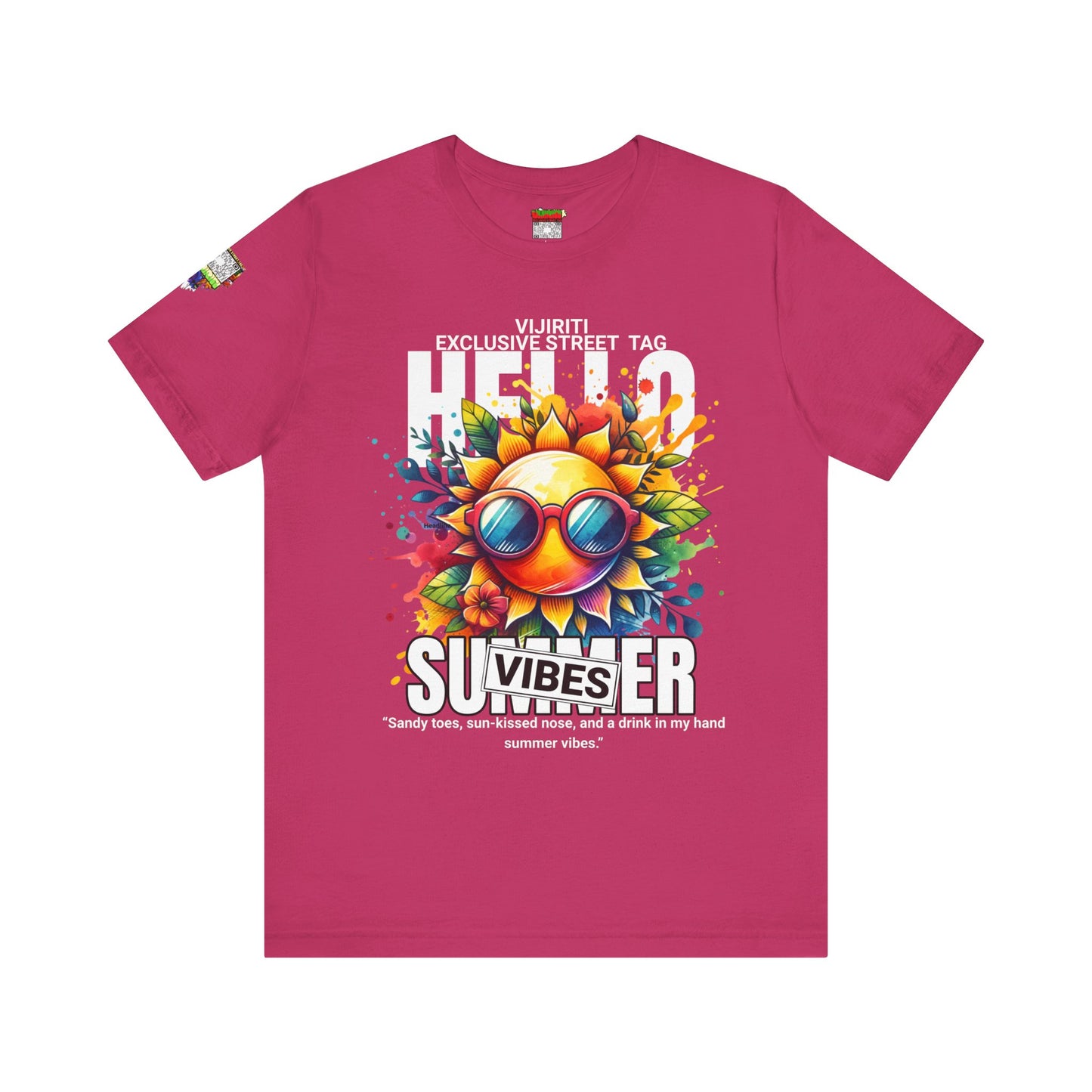 Vibrant Hello Summer Vibes Tee, Colorful Graphic Shirt, Unisex Summer Top, Beachwear, Festival Apparel, Gift for Sun Lovers