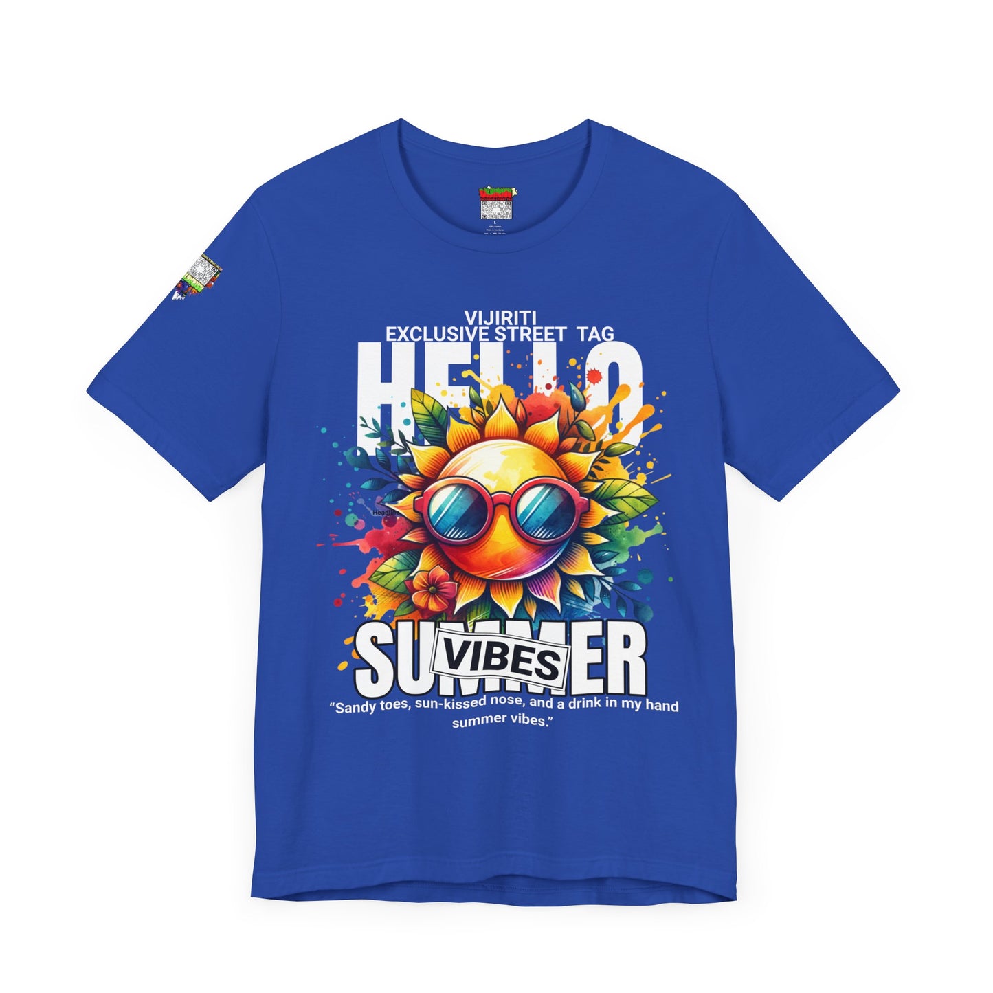 Vibrant Hello Summer Vibes Tee, Colorful Graphic Shirt, Unisex Summer Top, Beachwear, Festival Apparel, Gift for Sun Lovers