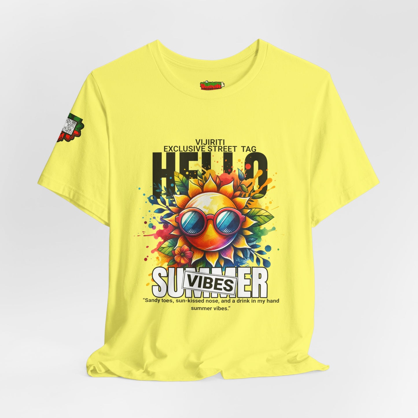 Vibrant Hello Summer Vibes Tee, Colorful Graphic Shirt, Unisex Summer Top, Beachwear, Festival Apparel, Gift for Sun Lovers