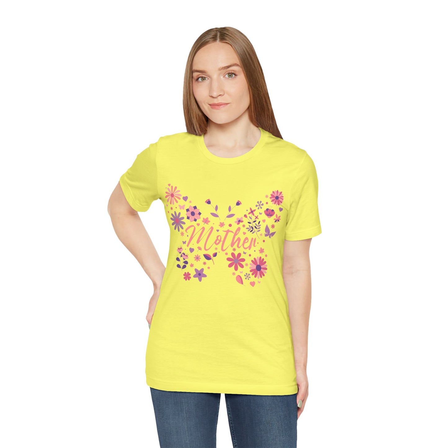 Butterfly Mother T-Shirt, Unisex Tee for Mom, Floral Gift, Birthday Present, Mother's Day Apparel, Cute Butterfly Design