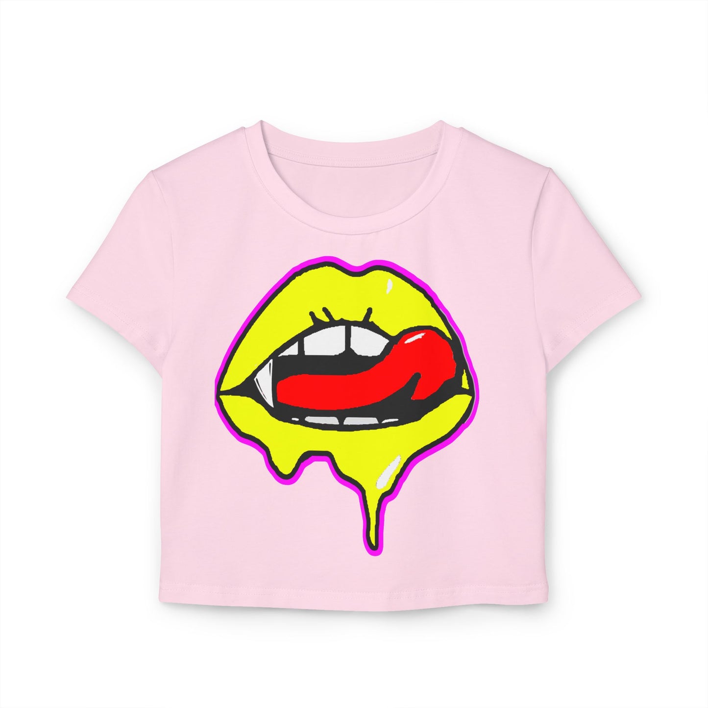 Sexy Bite Vibrant Women's Baby Tee, Funky Crop Top, Retro Statement Shirt, Edgy Graphic Tee, Stylish Summer Apparel