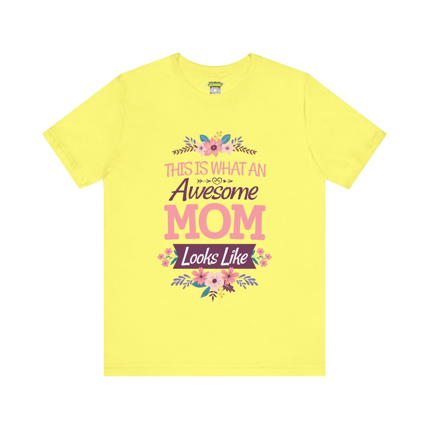 Awesome Mom  Short Sleeve Tee, Gift for Moms, Mother's Day Shirt, Family Theme Tee, Floral Design Top, Casual Style Tee