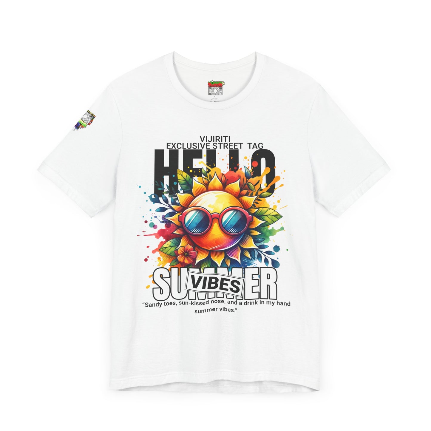 Vibrant Hello Summer Vibes Tee, Colorful Graphic Shirt, Unisex Summer Top, Beachwear, Festival Apparel, Gift for Sun Lovers