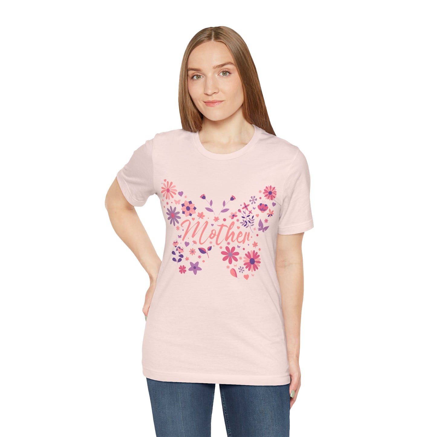 Butterfly Mother T-Shirt, Unisex Tee for Mom, Floral Gift, Birthday Present, Mother's Day Apparel, Cute Butterfly Design