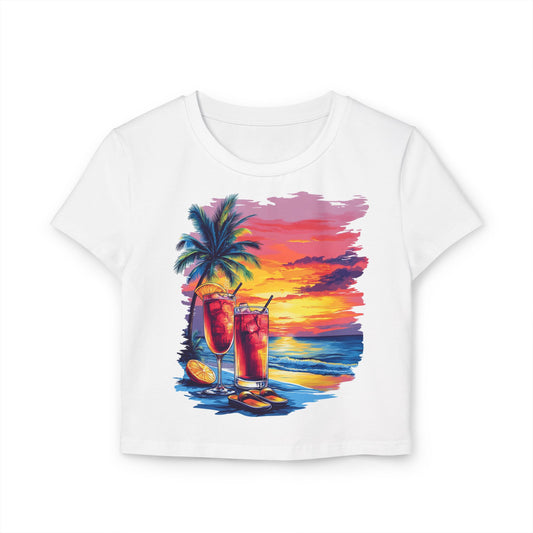 Tropical Sunset Baby Tee | Beach Vibes, Summer Fashion, Vacation Outfit, Gift for Her, Relaxed Style