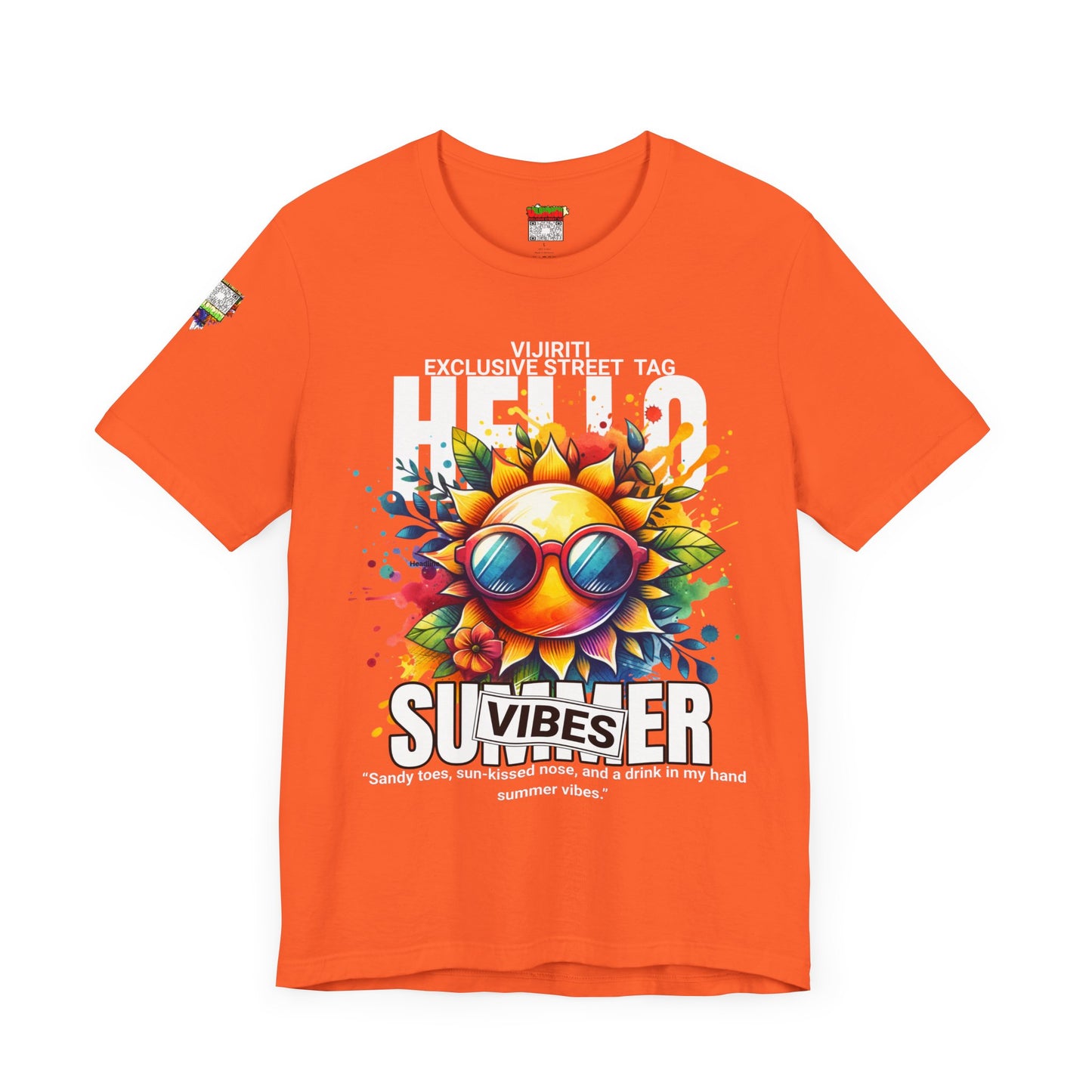 Vibrant Hello Summer Vibes Tee, Colorful Graphic Shirt, Unisex Summer Top, Beachwear, Festival Apparel, Gift for Sun Lovers