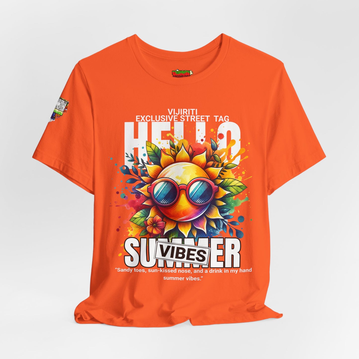 Vibrant Hello Summer Vibes Tee, Colorful Graphic Shirt, Unisex Summer Top, Beachwear, Festival Apparel, Gift for Sun Lovers