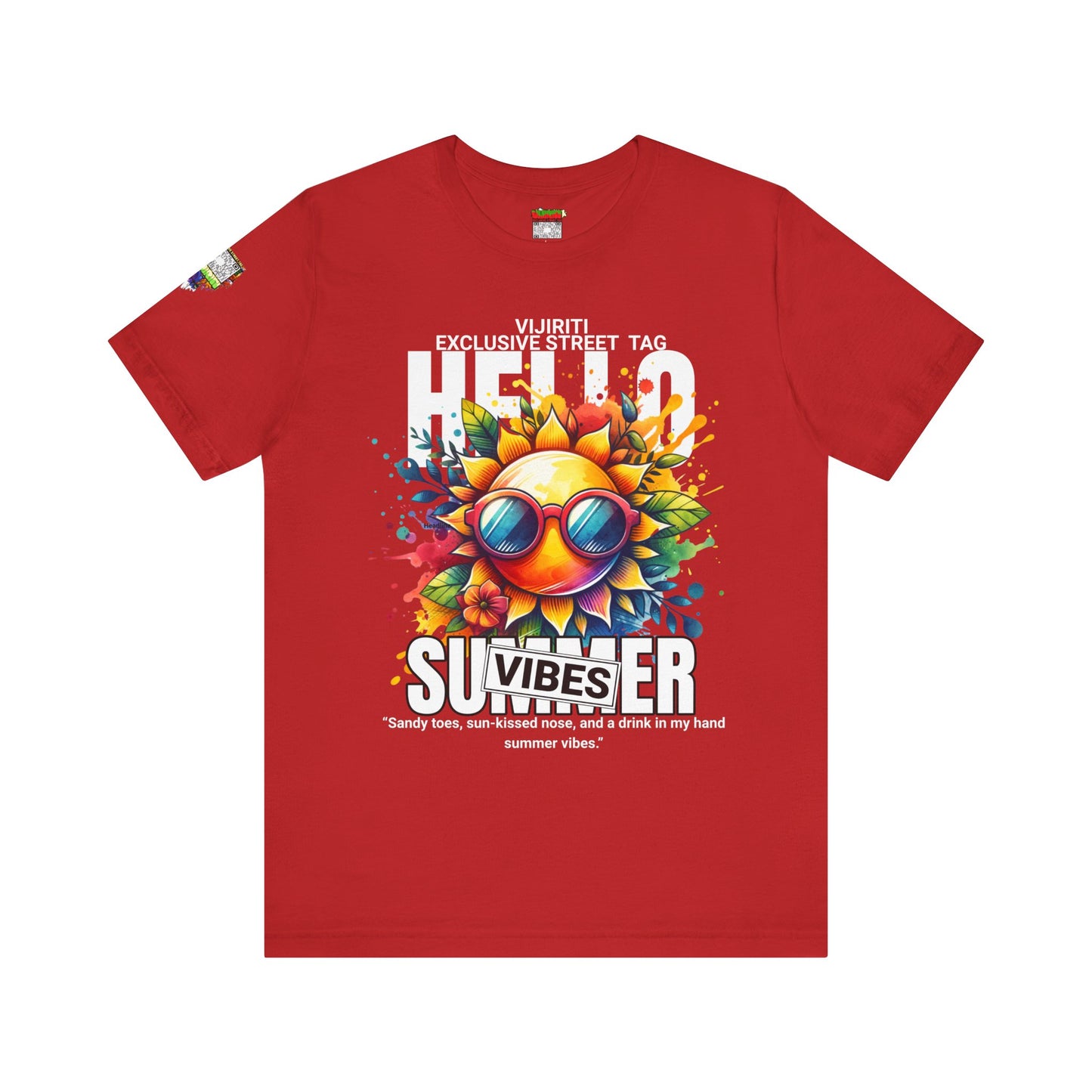 Vibrant Hello Summer Vibes Tee, Colorful Graphic Shirt, Unisex Summer Top, Beachwear, Festival Apparel, Gift for Sun Lovers
