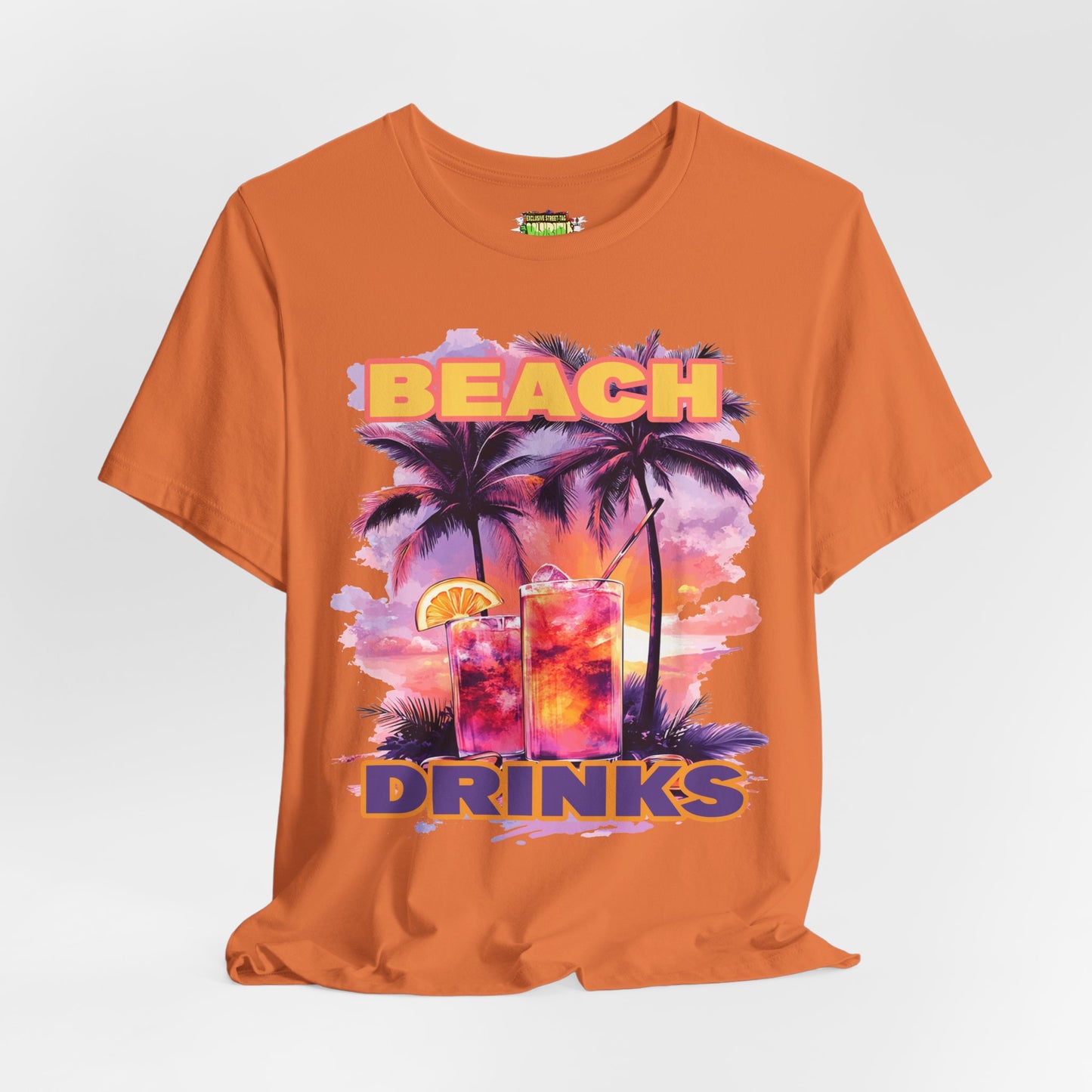 Beach Drinks Unisex Jersey Tee, Summer Shirt, Vacation T-Shirt, Tropical Paradise Top, Casual Beachwear