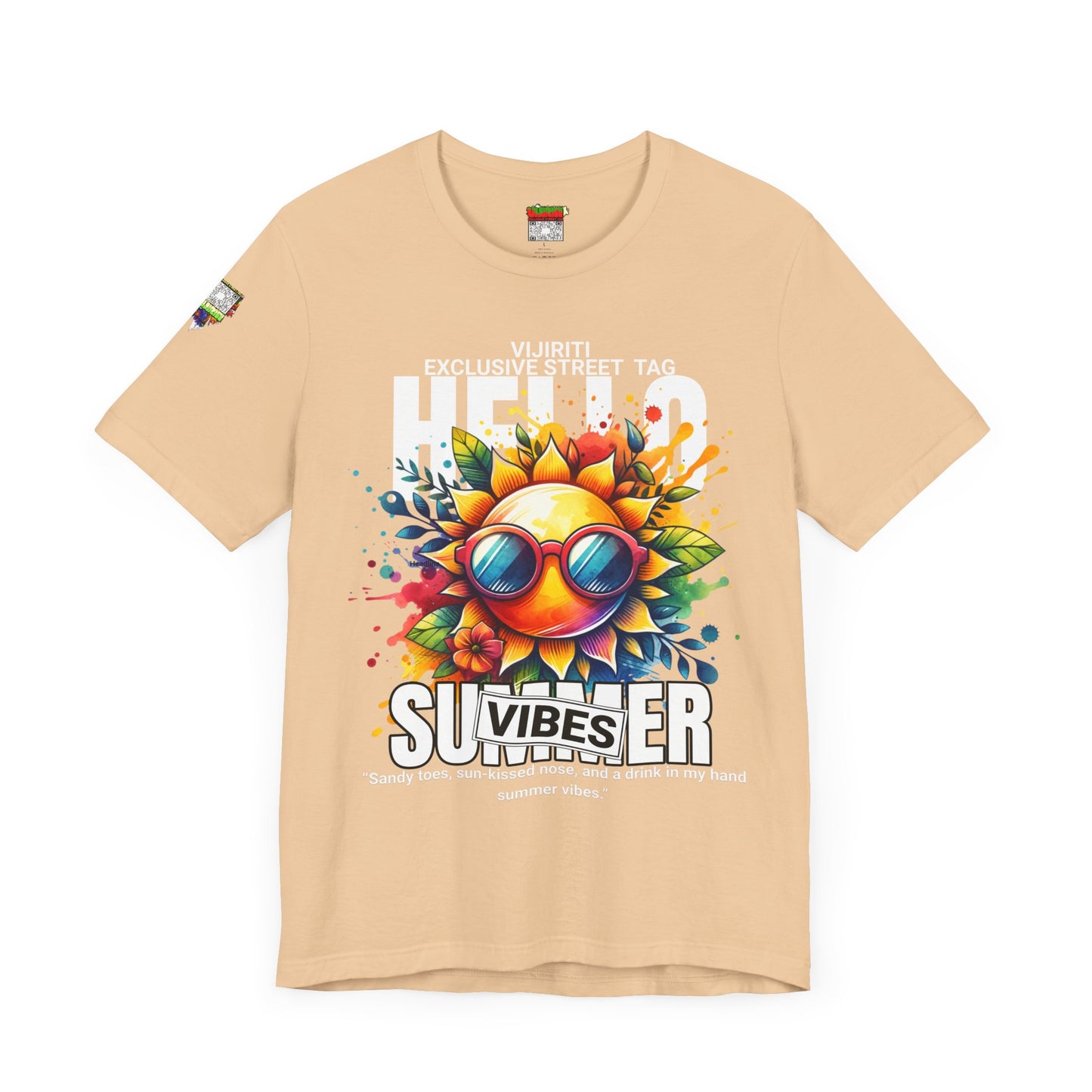Vibrant Hello Summer Vibes Tee, Colorful Graphic Shirt, Unisex Summer Top, Beachwear, Festival Apparel, Gift for Sun Lovers