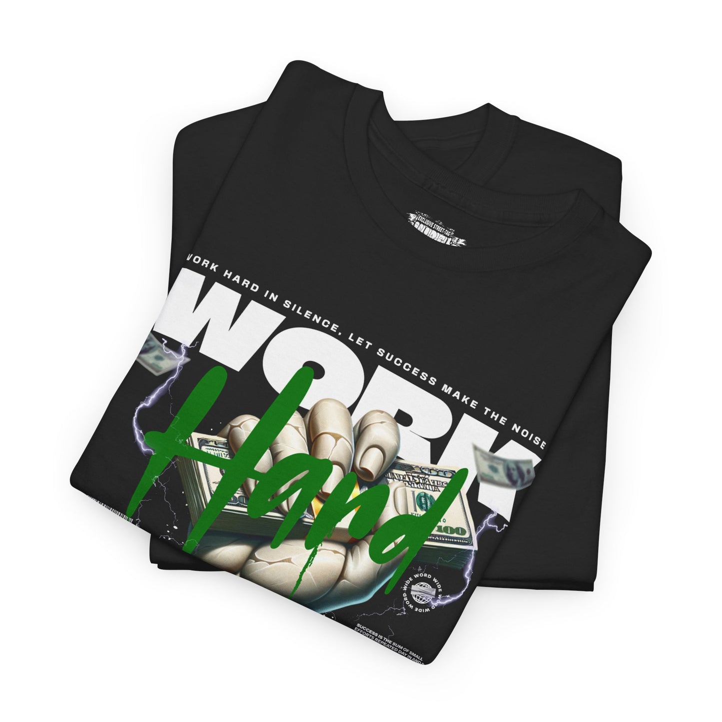 "Work Hard Streetwear Graphic Tee, Unisex Cotton T-shirt, Casual Wear, Gift for Him/Her, Music Inspired Apparel