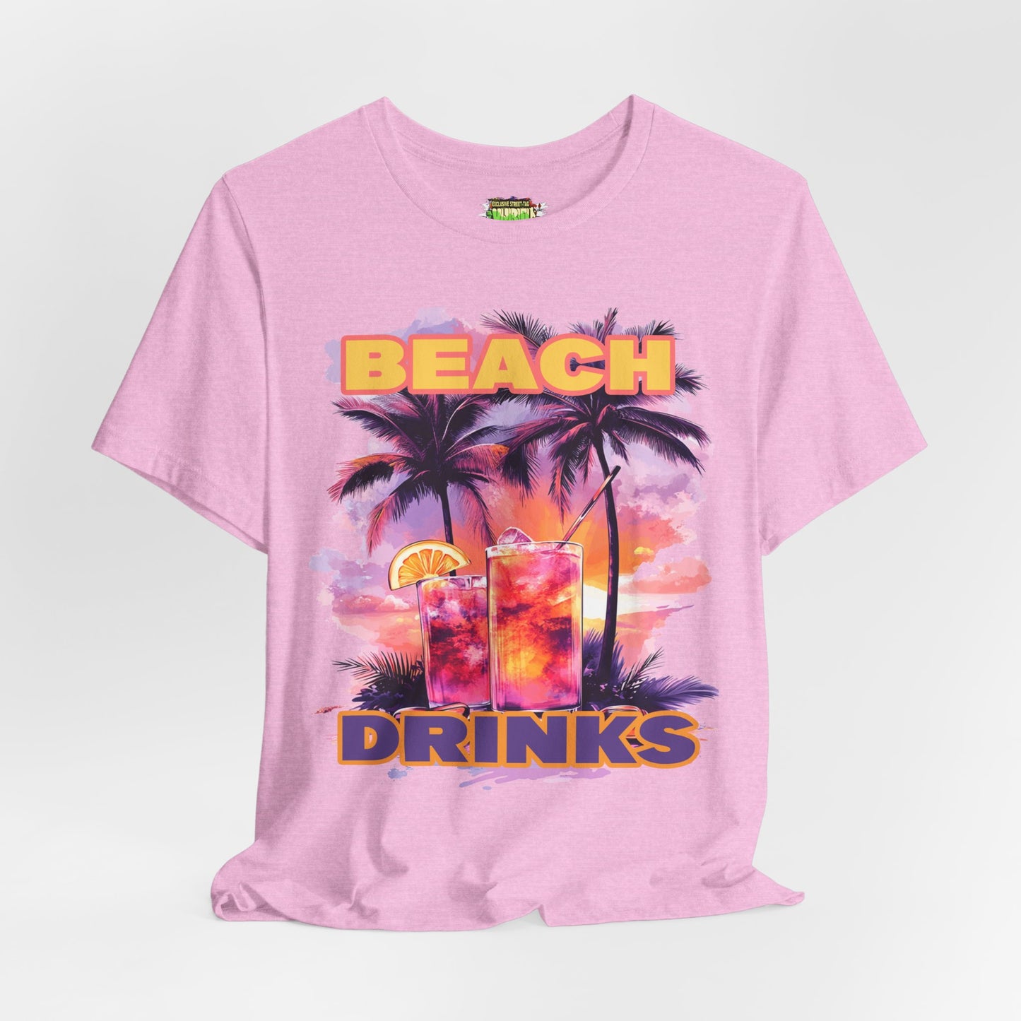 Beach Drinks Unisex Jersey Tee, Summer Shirt, Vacation T-Shirt, Tropical Paradise Top, Casual Beachwear