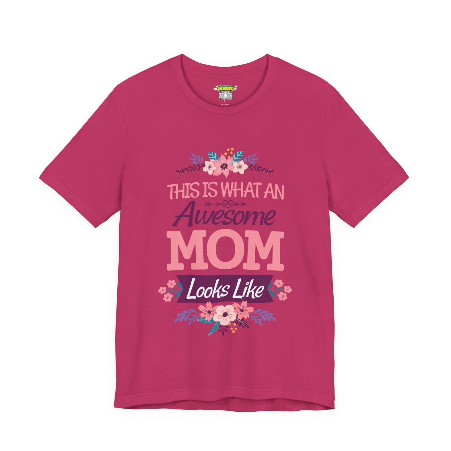 Awesome Mom  Short Sleeve Tee, Gift for Moms, Mother's Day Shirt, Family Theme Tee, Floral Design Top, Casual Style Tee