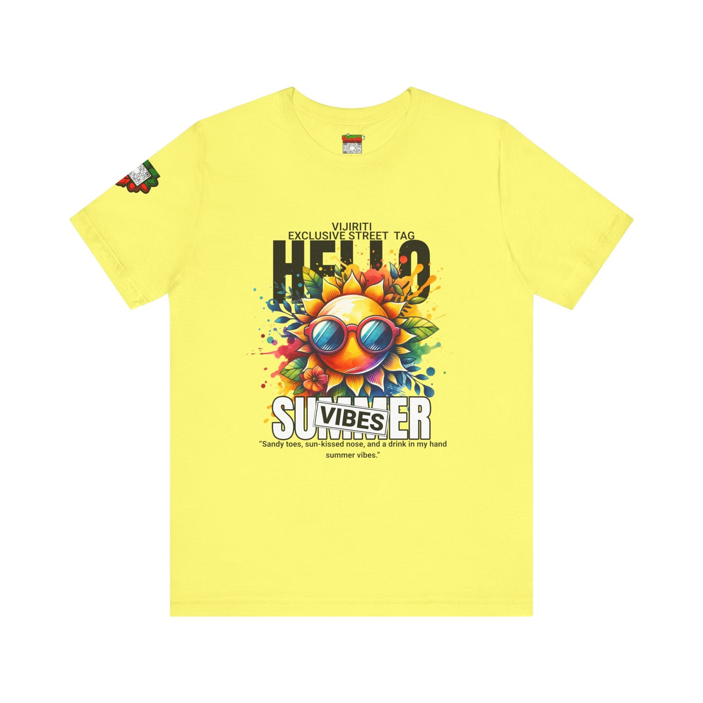 Vibrant Hello Summer Vibes Tee, Colorful Graphic Shirt, Unisex Summer Top, Beachwear, Festival Apparel, Gift for Sun Lovers